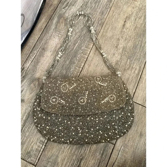 torrid Dresses & Skirts - VIntage Round MAGID Silver gold Beaded w/ Strap Snap Closure Evening Bag